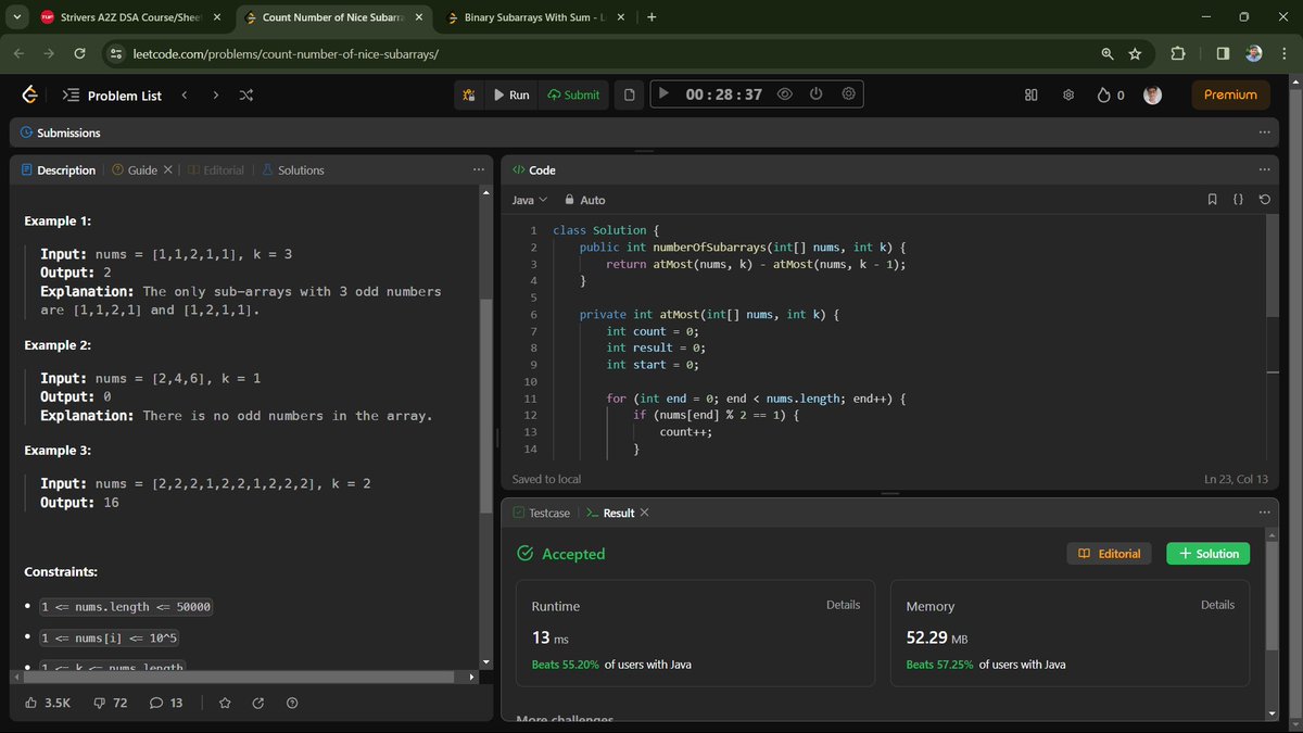 devrahuljourney's tweet image. 🚀 Day 22 Of #100DaysOfCode🚀

&amp;gt;&amp;gt; Solved 2 Problem on LeetCode.

LeetCode(Medium) - 2

#100daysofcode #ProgrammingProgress #CodeNewbie #LeetCodeChampion #LearningToCode