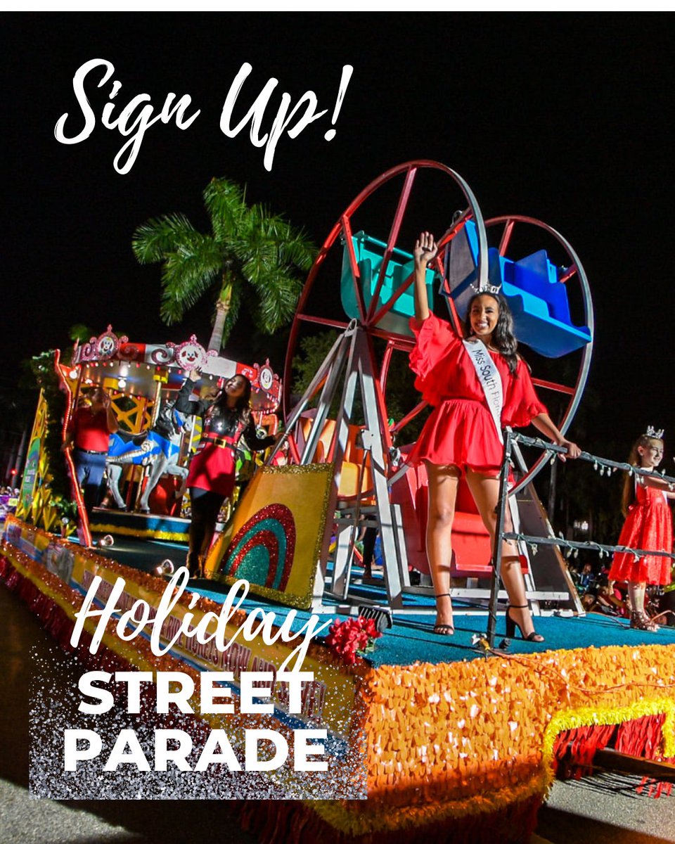 Sign up to participate in our 51st Holiday Street Parade. This year's theme, 📽 Holidays on the Silver Screen 📽 will feature floats and community groups with dancing, lighting and music in the heart of @DowntownBoca. 

HURRY - deadline to apply is Nov 10. myboca.us/1465/Holiday-S…