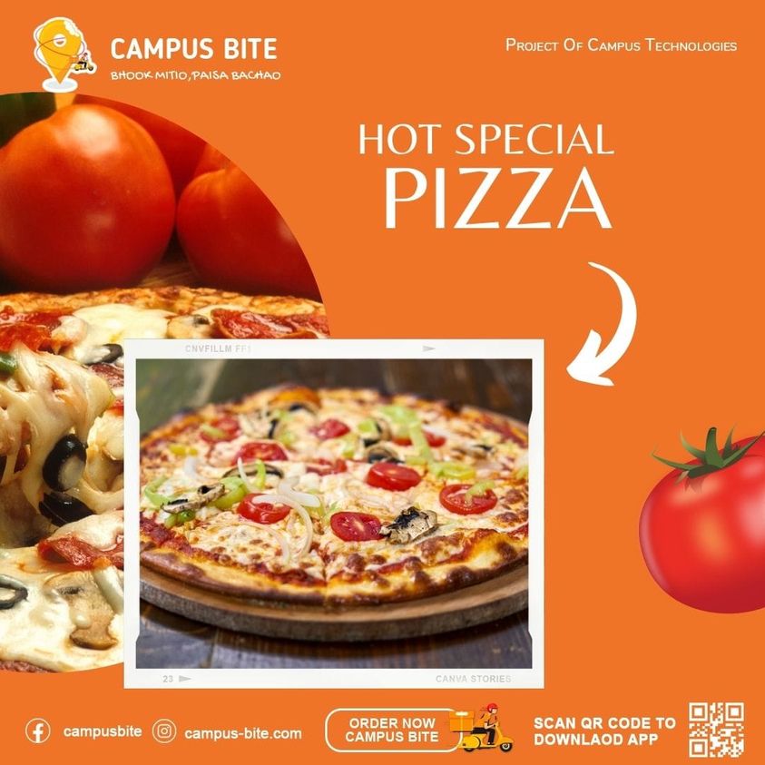 CampusBite's tweet photo. Campus Bite presents Hot Special Pizza.
Try new taste with campus bite.
#FoodDelivery #StudentLife #CampusEats #FoodApp #HungryStudents #LateNightMunchies #CollegeLife #AffordableEats #FoodForStudents #DownloadNow #CampusFoodie #TastyTreats #FoodDelivery #CampusFood #FoodApp https://t.co/IZXe1J6CN8