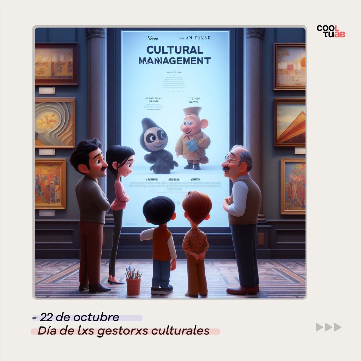 cooltulab's tweet photo. ¡Ser #GestorCultural es asombroso! ✨

Este post es una ovación a su trabajo. Gracias por detonar ideas, fomentar diálogos y por generar espacios para que el #arte tenga lugar entre nosotrxs 🎭🎹🎨

#DíadelGestorCultural #22deoctubre https://t.co/ce4lg8St74