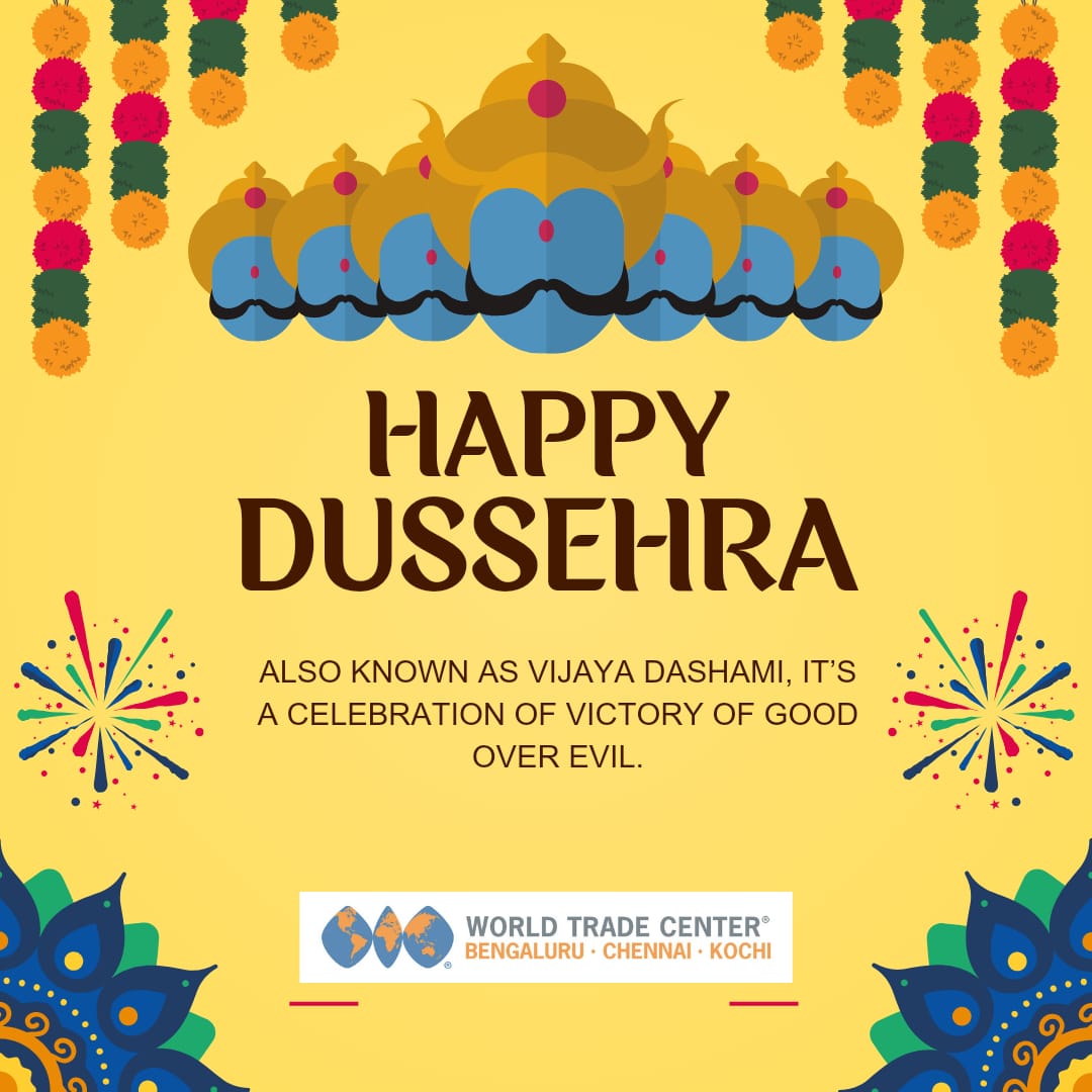 As the joyous festival of #Dussehra unfolds, let us triumph over challenges, conquer our goals and soar to new heights. Season's greetings!