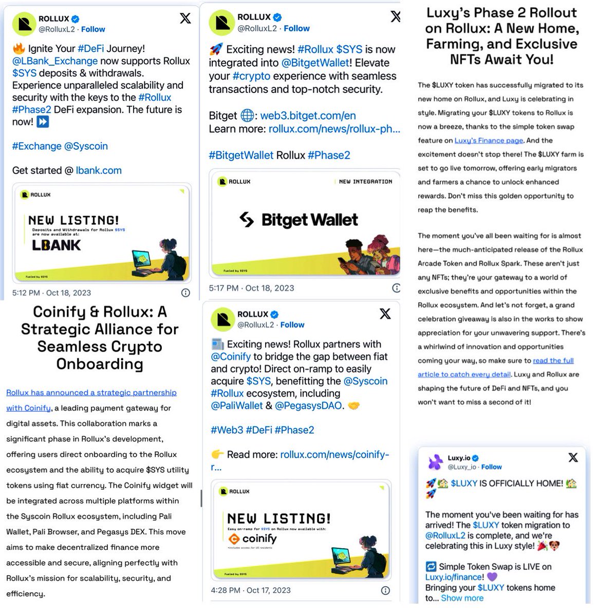 BITCOINTRAPPER's tweet image. $SYS #SYS #SYSCOIN #ROLLUX 

🔵ROLLUX phase 2 launch 
🔵@MEXC_Official @BitMartExchange @LBank_Exchange supports ROLLUX 
🔵ROLLUX integrated @BitgetWallet 
🔵ROLLUX partners with @coinify 
🔵@Luxy_io phase 2 rollout on ROLLUX 
🔵@SuperDappAI incoming 

🔗 syscoin.org/news/weekly-xl…