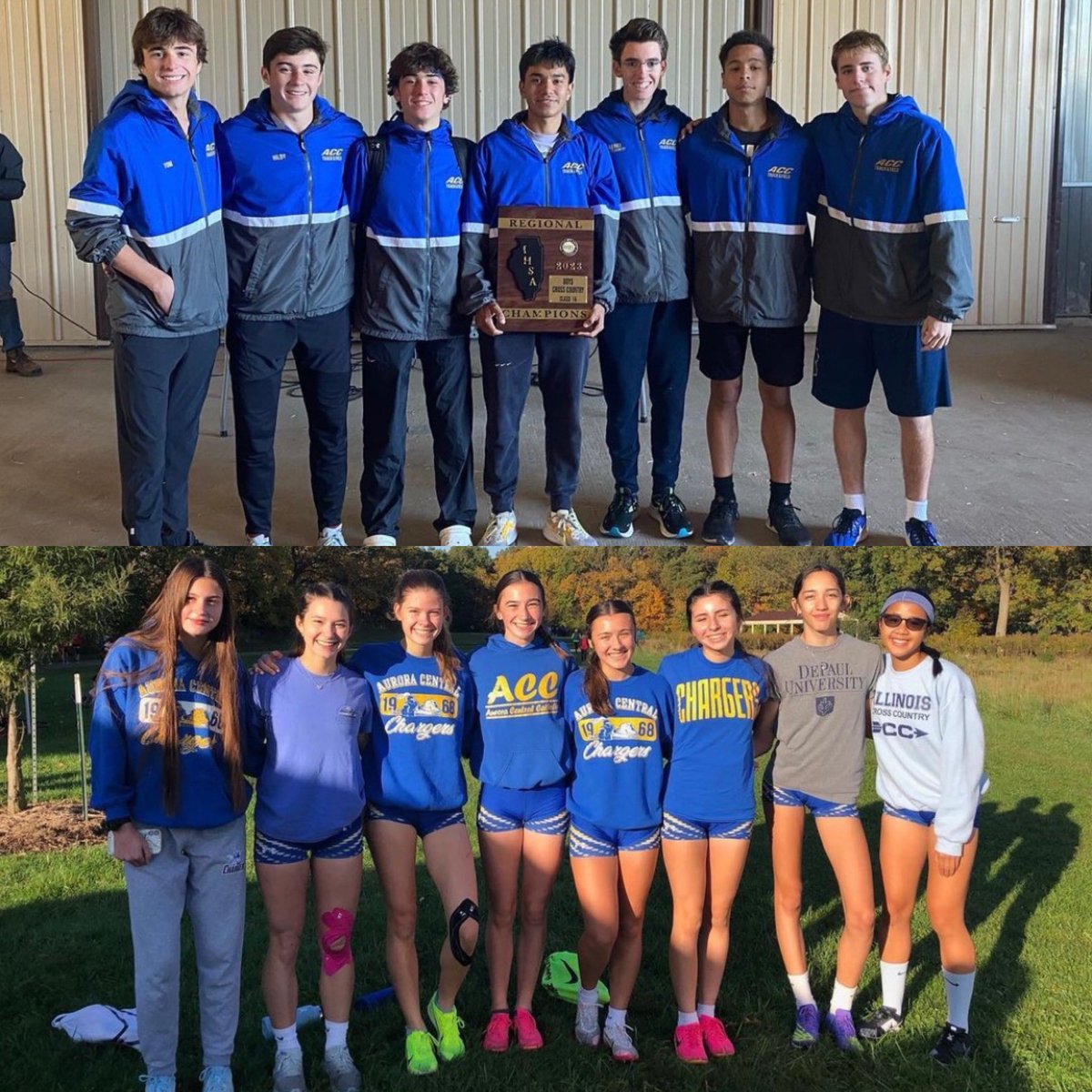 Regional Champions! Boys XC dominates at regionals with ACC claiming 7 of the top 10 times. Patrick Hilby (1st), Ben Bohr (2nd) and David Valencia (3rd). 
Girls XC finishes 3rd as a team with Cece Hilby finishing 2nd. Both teams advance to sectionals next weekend! Go Chargers!