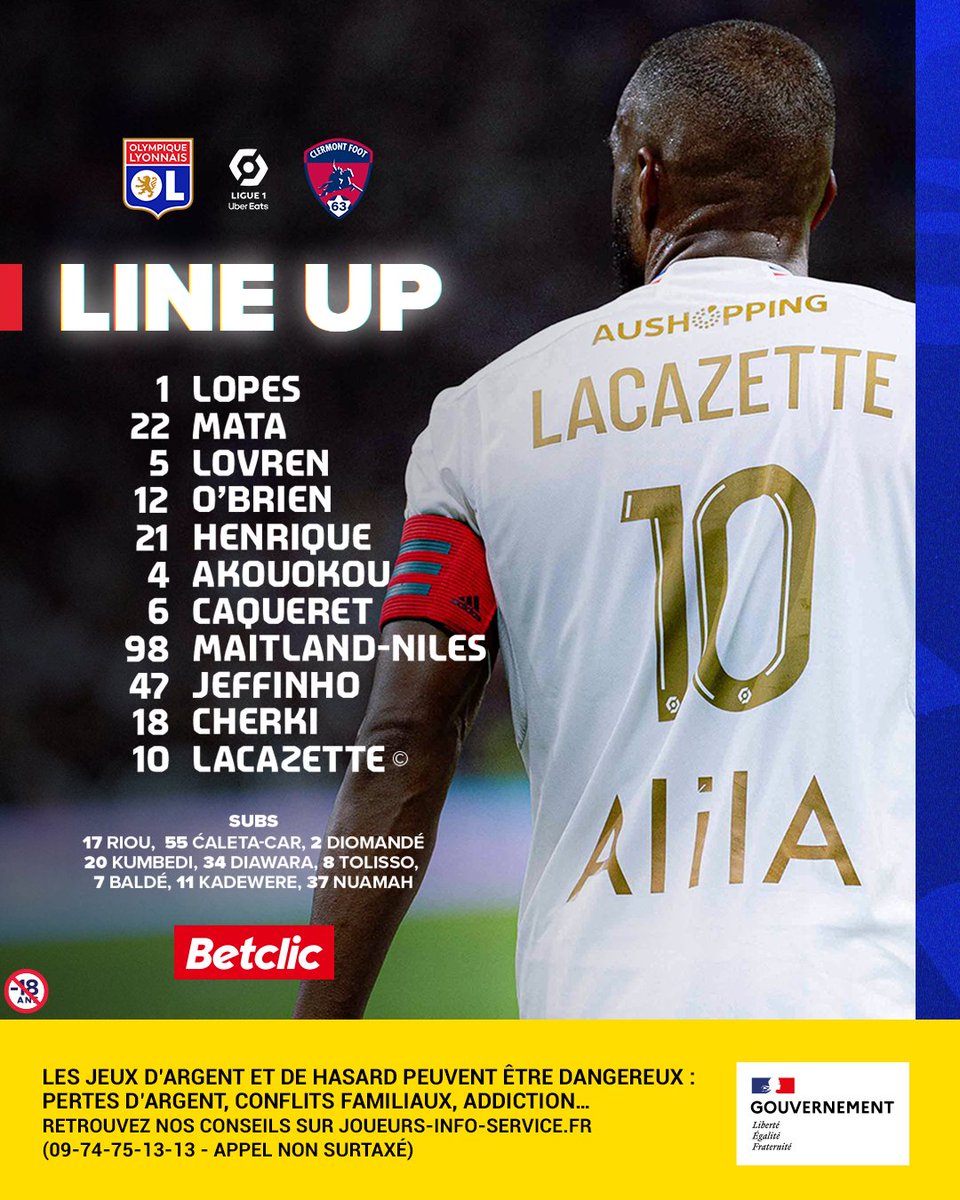 GioCherki's tweet photo. Rayan Cherki titulaire face à Clermont ! https://t.co/j8oozIMmve