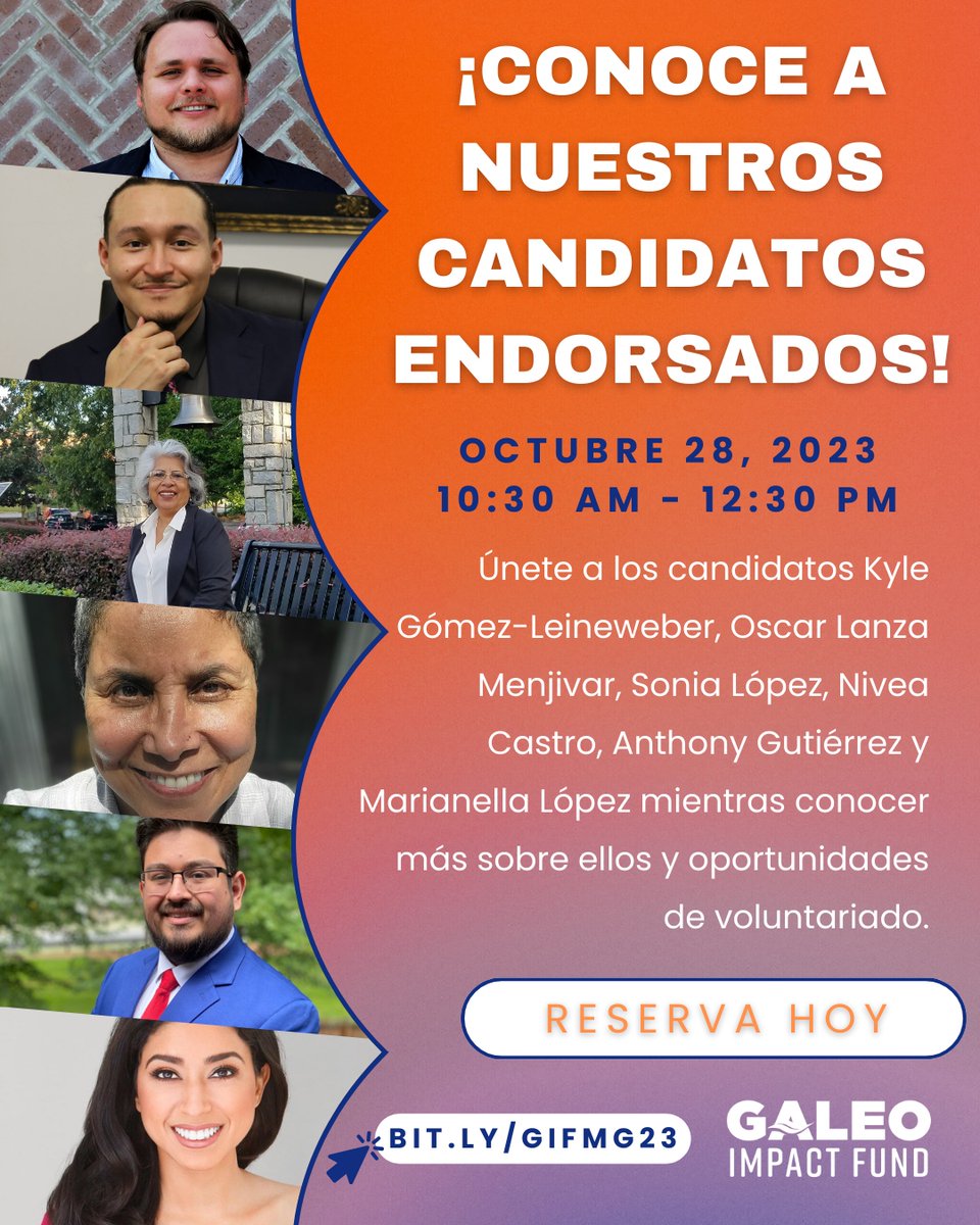 GALEOImpactFund's tweet image. Participa en nuestro encuentro con los candidatos respaldados. Esta es tu oportunidad para conocer a los candidatos de elecciones locales y aprender más sobre sus campañas mientras se preparan para las próximas elecciones. 

#galeoimpactfund #localelections #morrow #norcross