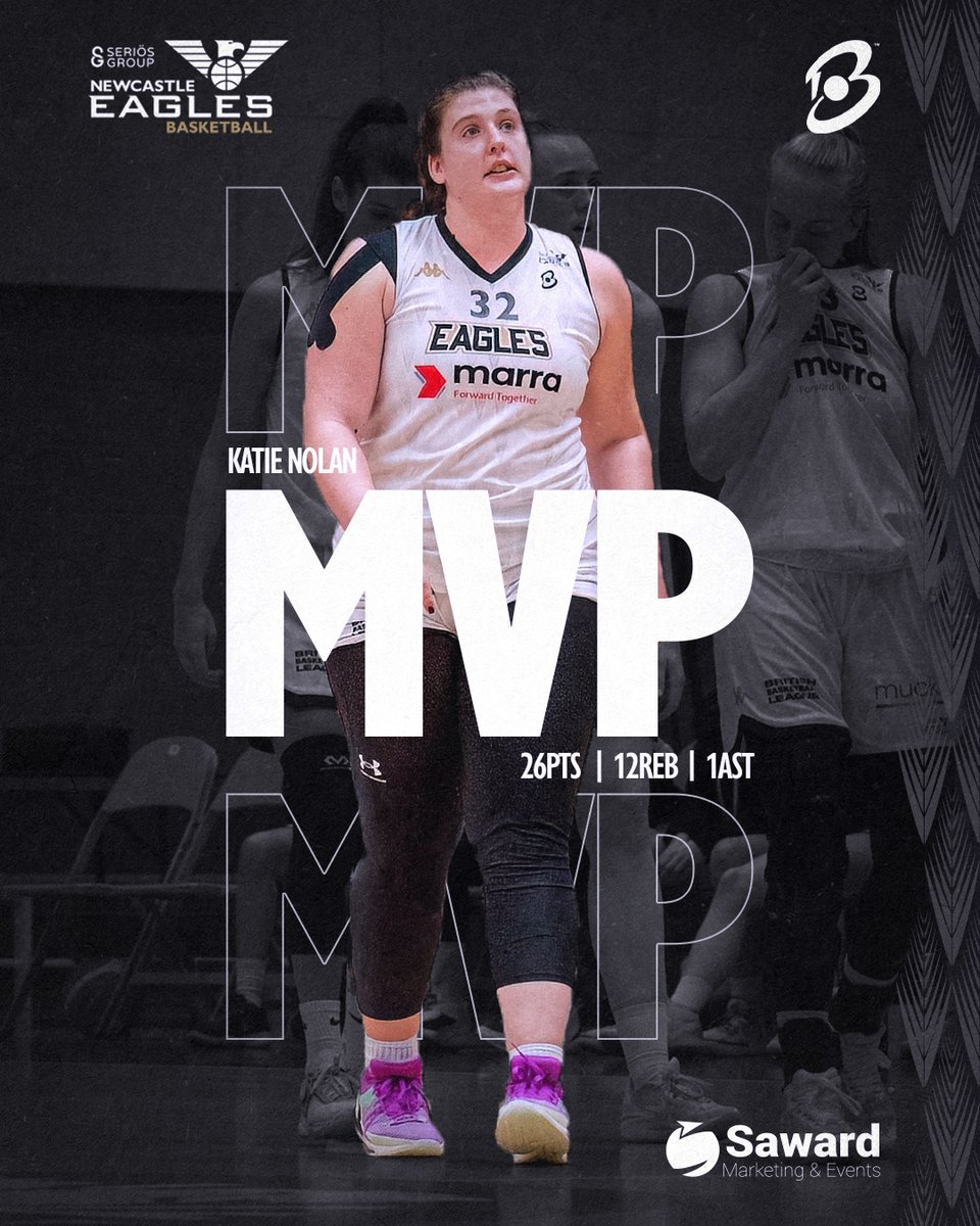 𝗠𝗩𝗣!

⭐️ Your Eagles MVP presented by <a href="/sawardmarketing/">Saward Marketing & Events</a> is Katie Nolan!

📈 26pts / 12reb / 1ast

#WeAreEagles #BritishBasketballLeague