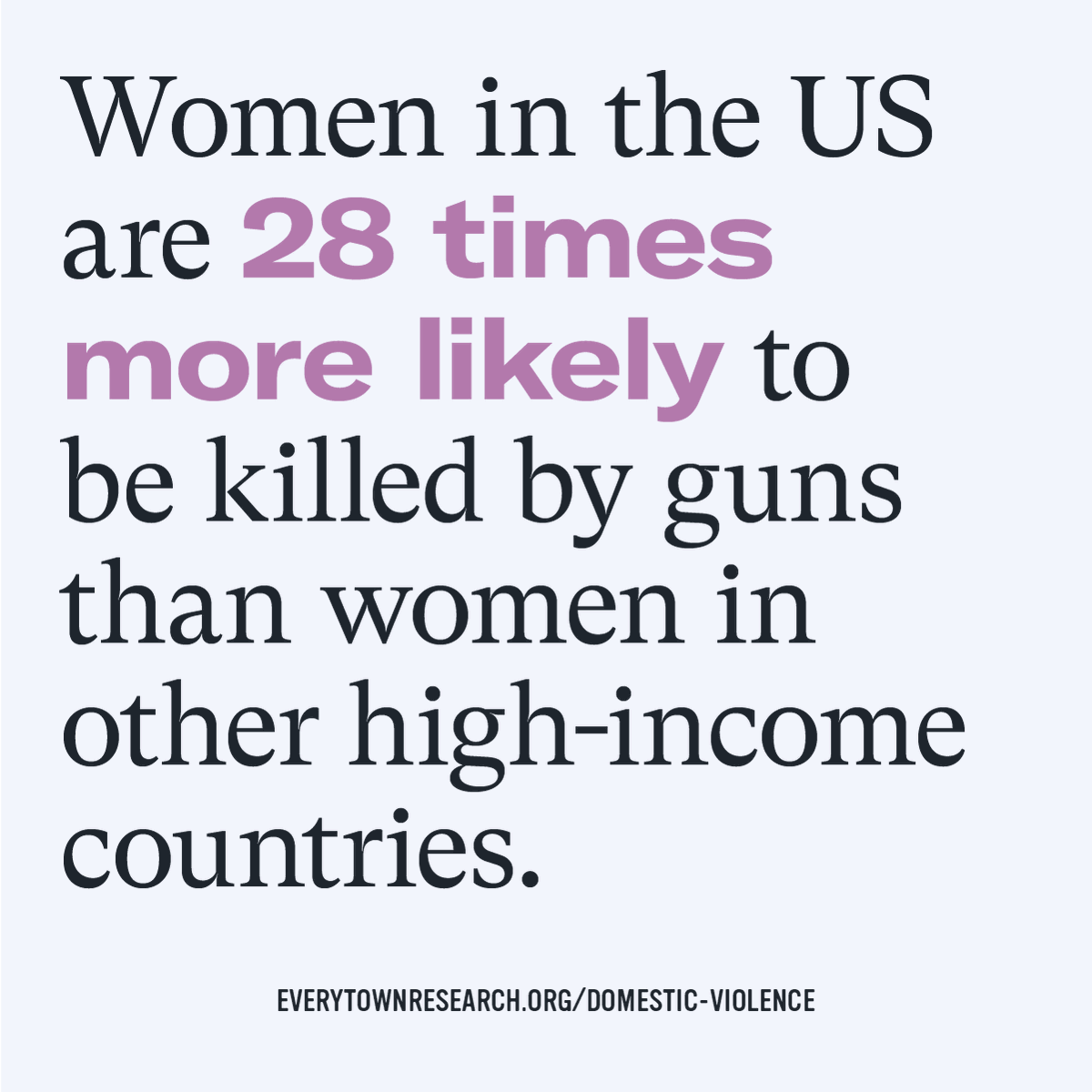 America is exceptional in many ways. Gun violence against women should not be one of them.

This Domestic Violence Awareness Month, learn more about this crisis and what can be done to keep guns out of the hands of abusers: everytownresearch.org/domestic-viole… #DVAM