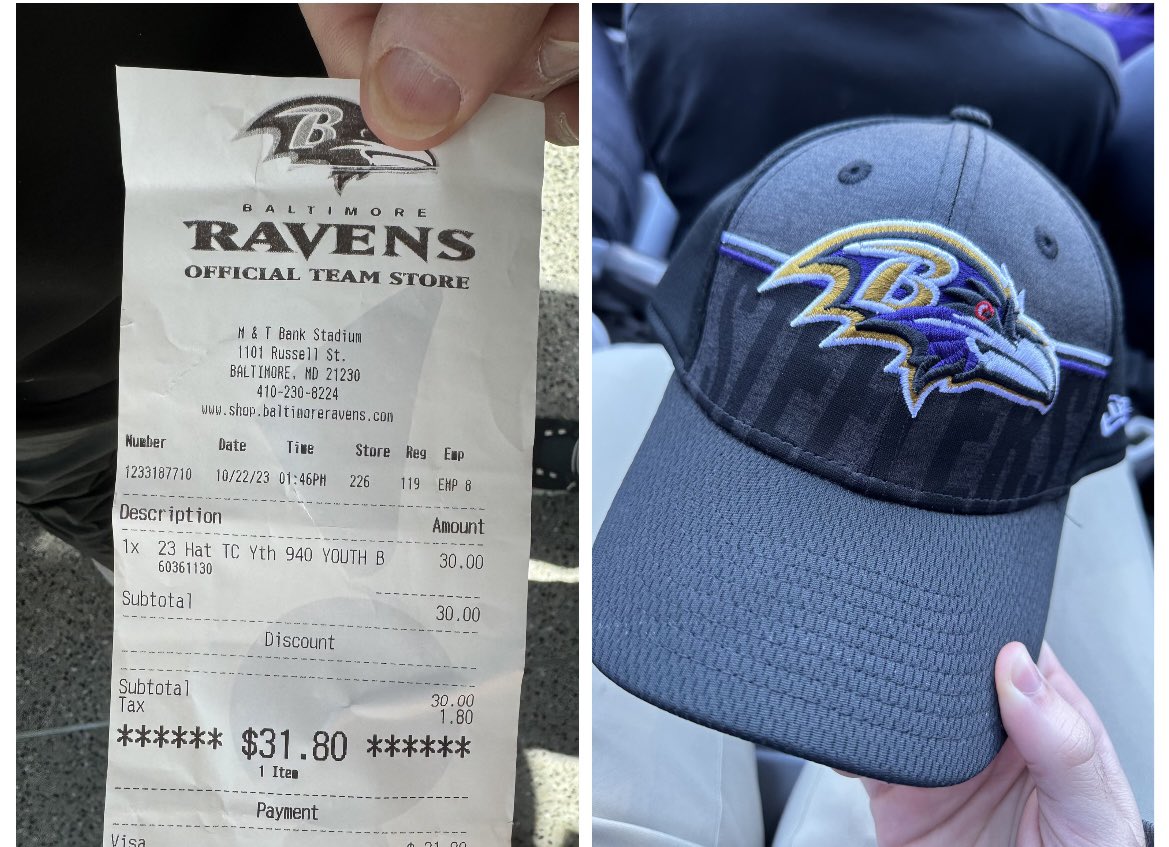 TwoBrothers3434's tweet photo. Hey @Ravens.  What is up with this hat my friend just purchased at the team store?  Look at the text under the logo. 
@Steelers @NFL @NewEraCaps @barstoolsports @@darrenrovell @Lj_era8 @sportswcoleman @barstoolUMD @richeisen https://t.co/0d0eSBjaJY