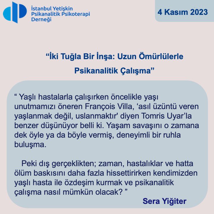#psikanalitikpsikoterapisempozyumu #psikanalitikpsikoterapi #psikanaliz #psikanalizetkinlikleri #psikanalitikpsikoterapiveinşa #efpp #iyppd #istanbulyetişkinpsikanalitikpsikoterapiderneği