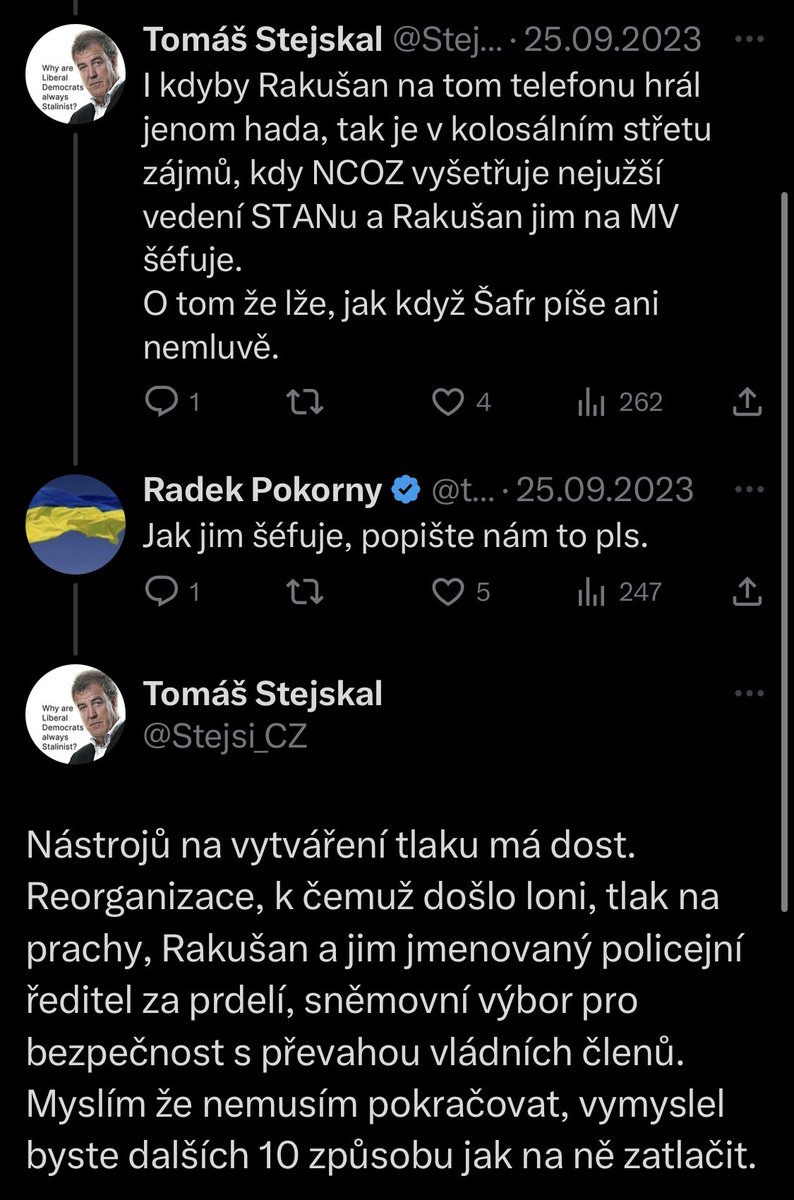 Před časem se mě šedá eminence STANu ptala, jak jakože Rakušan šéfuje NCOZ.
Aktuálně má rozhovor u Bobošíkové kapitán z NCOZ, který podal na Rakušana trestní oznámení v souvislosti s Dozimetrem☢️ a Rakušan se ho snaží zbavit.

👉youtu.be/Z7DCy2SUAH0?si…