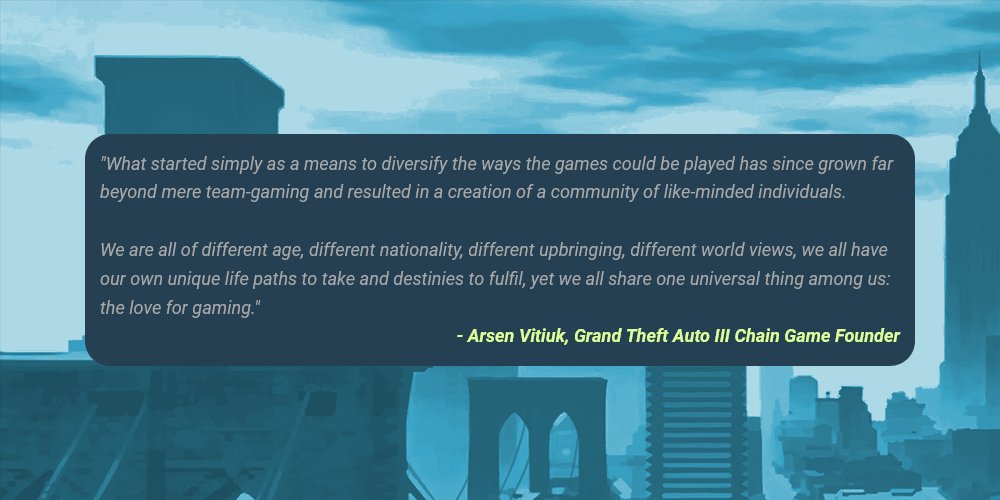 GTAKid667 (@gtakid667) on Twitter photo Today marks 10 years since I took over <a href="/GTAChainGame/">The Chain Game</a>. I am so proud of what we've achieved in the past decade, and the growth of our incredible community which holds an importance to us all, as so eloquently put by my predecessor earlier this afternoon in our Discord Server. Today marks 10 years since I took over <a href="/GTAChainGame/">The Chain Game</a>. I am so proud of what we've achieved in the past decade, and the growth of our incredible community which holds an importance to us all, as so eloquently put by my predecessor earlier this afternoon in our Discord Server.