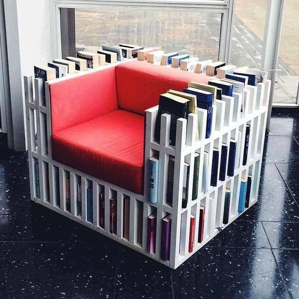 IrisReading's tweet image. #bookchair #bookshelf #unique