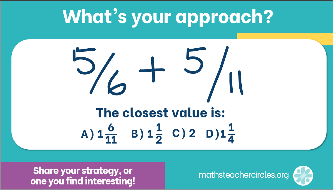 It's Maths Talk Monday!

WITHOUT solving, which value would you say is closest? Why?

For fresh, new maths teaching ideas to your inbox, sign up at: mathsteachercircles.org/sign-up