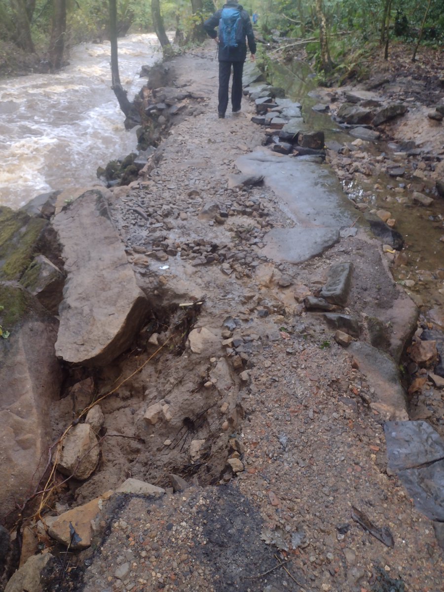 Aimhigh09's tweet photo. Storm #Babet did considerable damage to the much loved public footpath along Rivelin Valley, Sheffield, the path wiped out completely in places, both ends of Hind Wheel dam in particular. #Sheffield #Rivelin #RivelinValley. https://t.co/AqHpsTQBRF