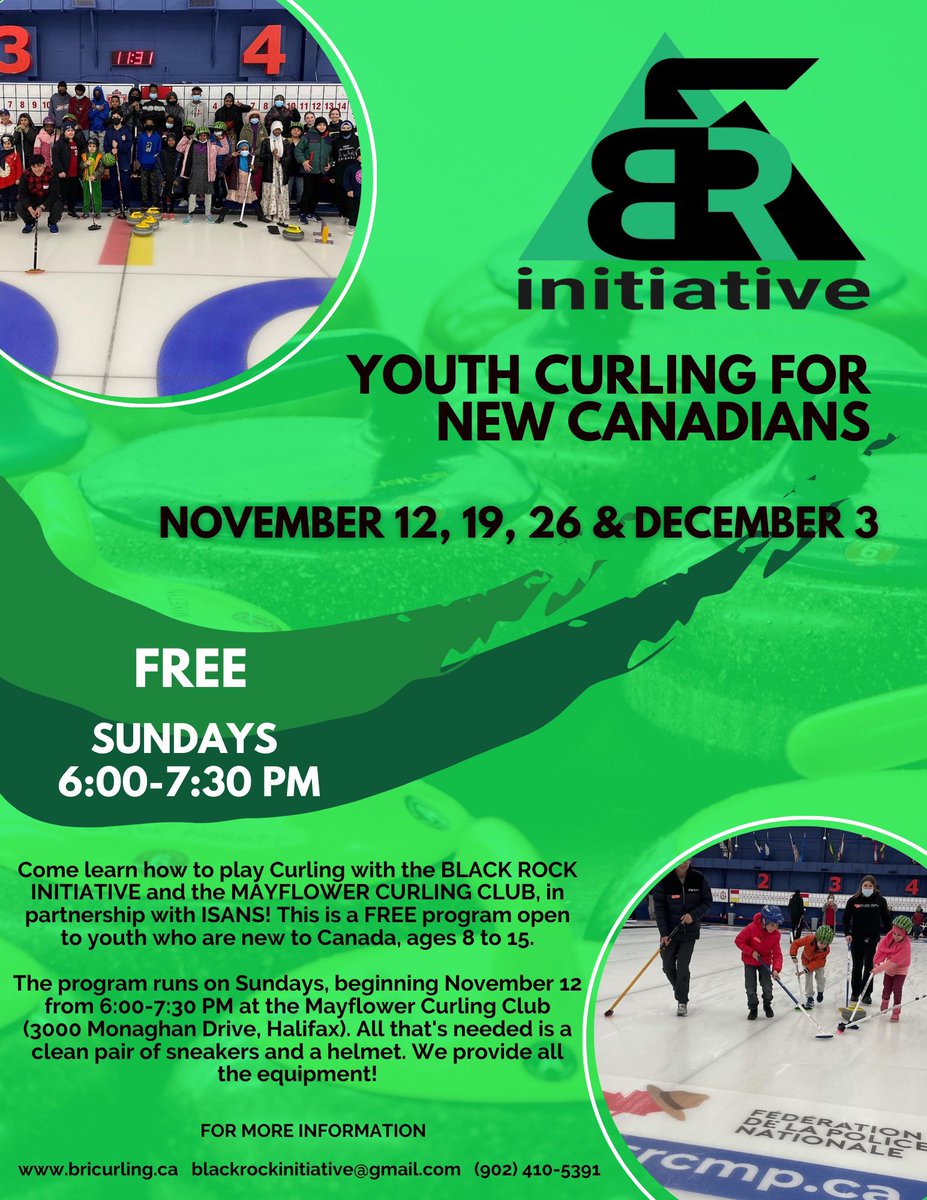 You didn’t think we were done with only announcing one program, did you? 🌟

Year 3 of our Youth #Curling Program for Newcomers is here! Join us with <a href="/MayflowerCCHfx/">Mayflower CC</a> and <a href="/isans_ca/">ISANS</a> for FREE curling fun. Starts Nov 12. Just bring sneakers! Register at bricurling.ca/programs.