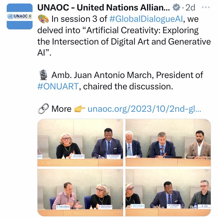 DanyEid_'s tweet photo. 2/ "We have 2 artists with us, @rvig_art and Boris Rabusseau (@freestudios) that will create in this room the 1st '#OneHumanity' digital painting that will become a little bit the icon of this movement" 3:13:00
H. E. UN Ambassador Juan Antonio March, President Fundación #Onuart https://t.co/zoqHrIoGUW