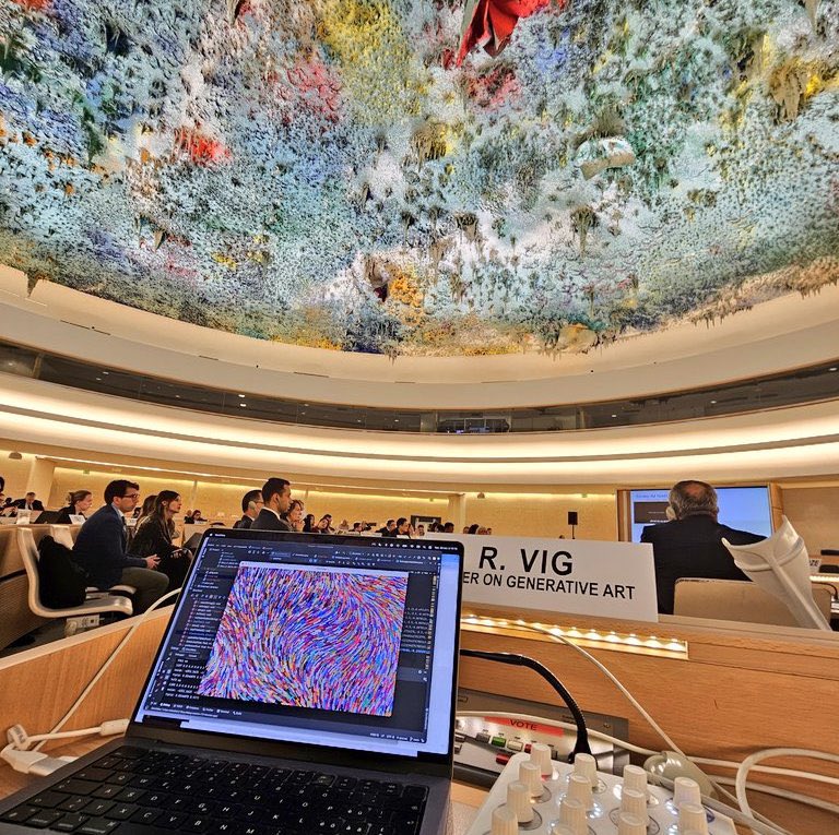 DanyEid_'s tweet photo. 2/ "We have 2 artists with us, @rvig_art and Boris Rabusseau (@freestudios) that will create in this room the 1st '#OneHumanity' digital painting that will become a little bit the icon of this movement" 3:13:00
H. E. UN Ambassador Juan Antonio March, President Fundación #Onuart https://t.co/zoqHrIoGUW