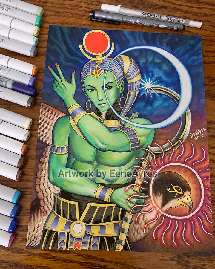 EerieAyres's tweet photo. Inktober: The young prince Khonsu ascends to be Khonsu Ra, wielding the power of both sun and moon.

#SMTV © Atlus
Artwork © EerieAyres

#AtlusFaithful #真・女神転生V
#SMTober #AtlusArtober https://t.co/Gndyl8GEia