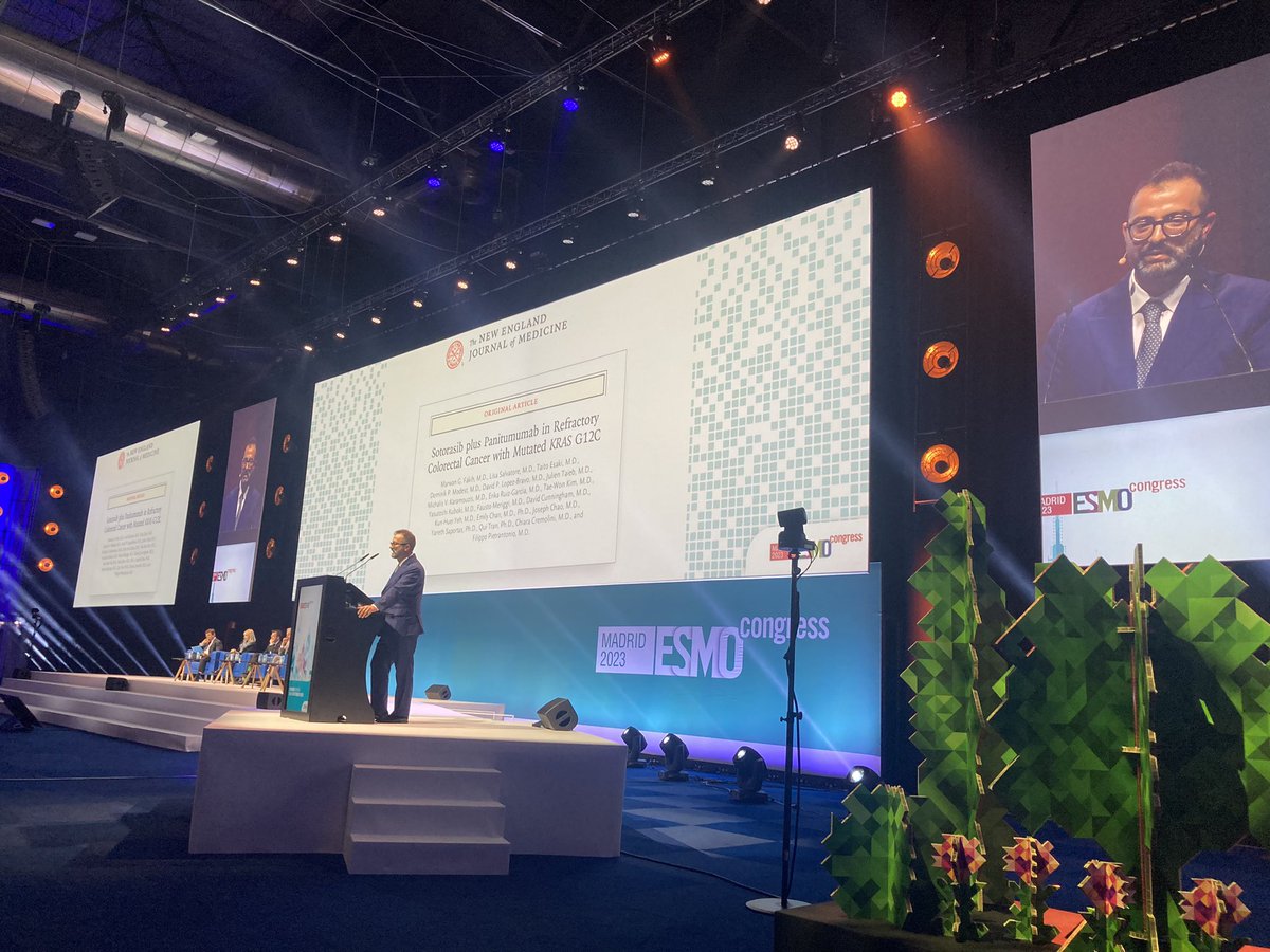 LisaSalvy's tweet photo. @FilippoPietran4 excellent talk!!! Soto+Pani improves PFS and RR vs standard therapy in chemorefractory KRAS G12C mCRC patients. Fil you are the number one #ESMO23 #codebreak300 #nejm https://t.co/zlQrgAieDt