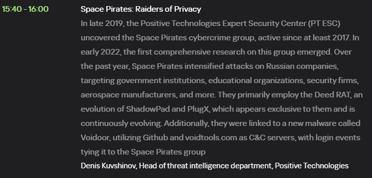 After a few day I am going to telling about our investigation related to Space Pirates group at #TheSAS2023 conference. See you there)
thesascon.com