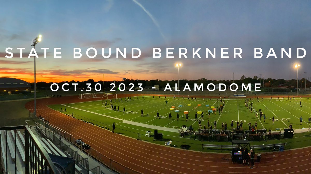 Berkner_Band's tweet photo. The Berkner Band is state bound, earning a performance at the Alamodome in San Antonio for the 2023 Texas UIL State Open Class Marching Band Contest on the evening of Monday, October 30.  @kacage @bhsstem @JBradfordRISD https://t.co/hCr5hj041v