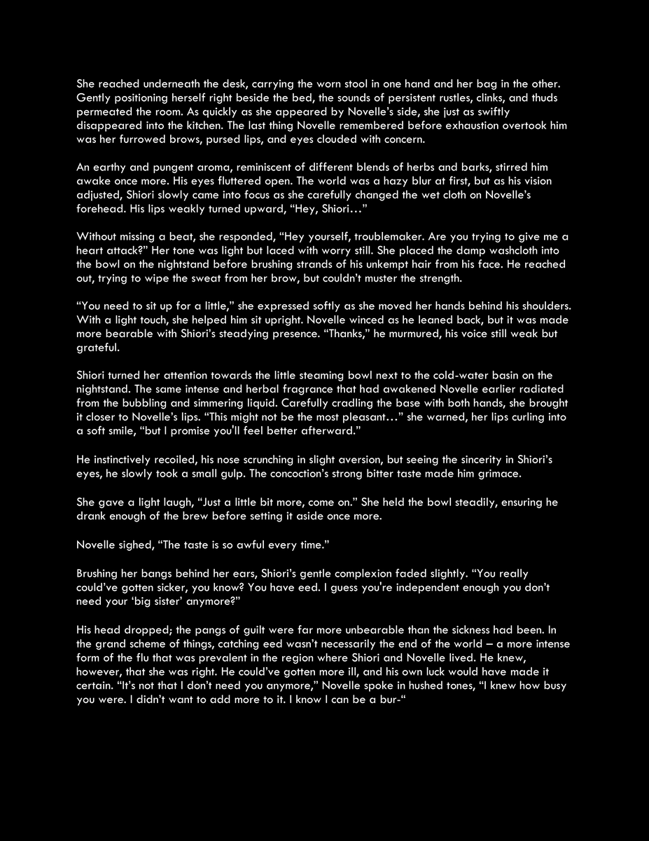 IngramPlisken's tweet image. The other story I wanted to write during my break. Inspired by the membership stream when Shiori mentioned the Novella experience. I wonder how Novelle feels about everything. A happier story.

Lucky or unlucky. It’s just all a matter of perspective.

#ShiorinStories