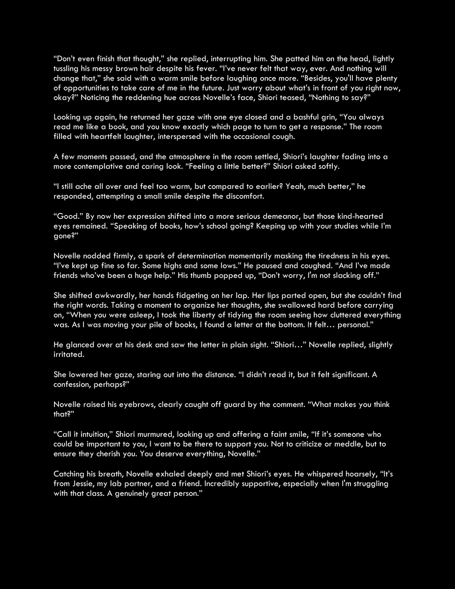 IngramPlisken's tweet image. The other story I wanted to write during my break. Inspired by the membership stream when Shiori mentioned the Novella experience. I wonder how Novelle feels about everything. A happier story.

Lucky or unlucky. It’s just all a matter of perspective.

#ShiorinStories