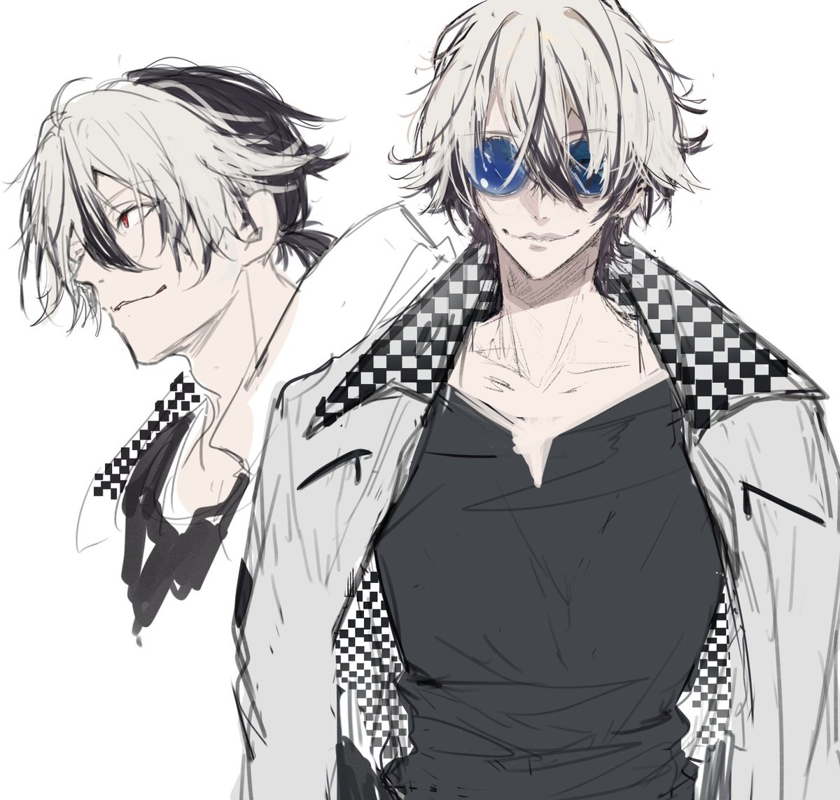 ん～
キャラデザ ラフ
紫髪ボツで3枚目のデザインに変更 