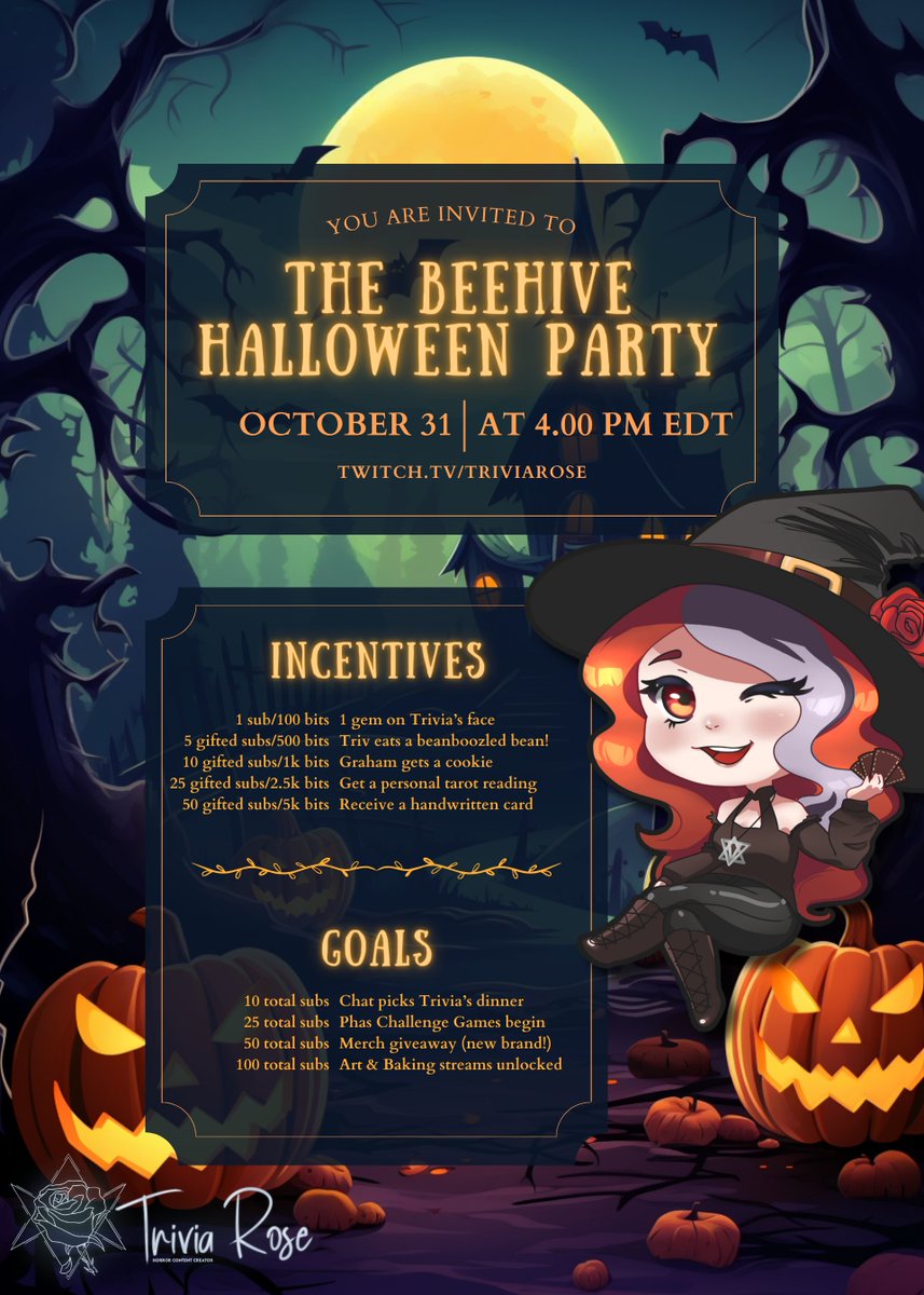 👻Ready for a fright night? Join my spoopy Halloween stream on Twitch for heart-pounding scares and creepy fun! 🌙

twitch.tv/triviarose 🐝💛

🎃#HalloweenStream #TwitchHorror