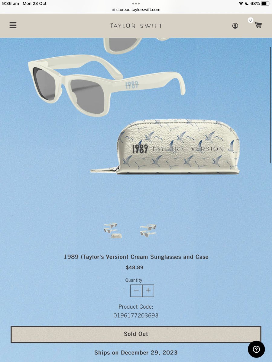 rach_bowen's tweet photo. @taylorswift13 was hoping to get your new 1989 sunglasses but they are sold out :( I still wear the old pair. https://t.co/F9zjub3kqs