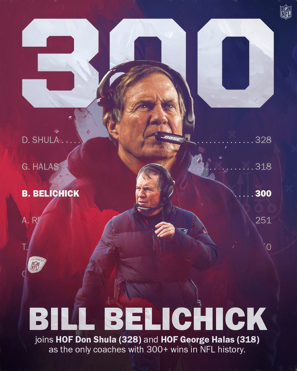 300 regular season wins for Bill Belichick! 🐐