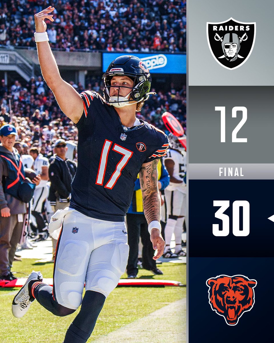 FINAL: <a href="/ChicagoBears/">Chicago Bears</a> get their 1st home win of the season. #LVcsCHI