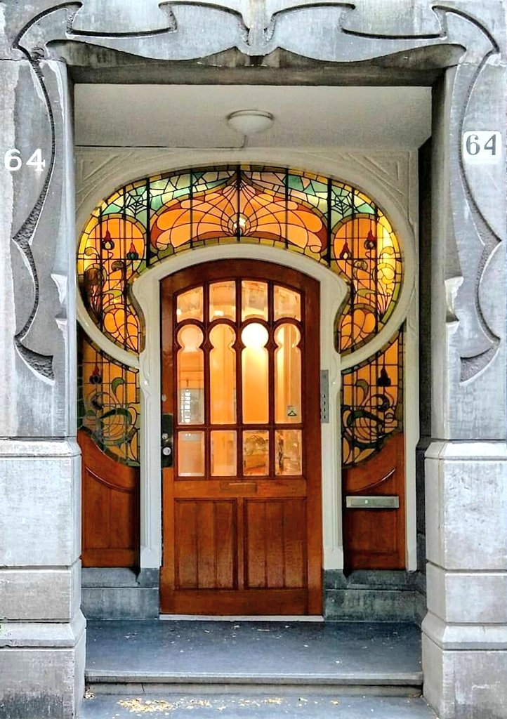 Entrance to an Art Nouveau house from 1902 in Amsterdam, The Netherlands.