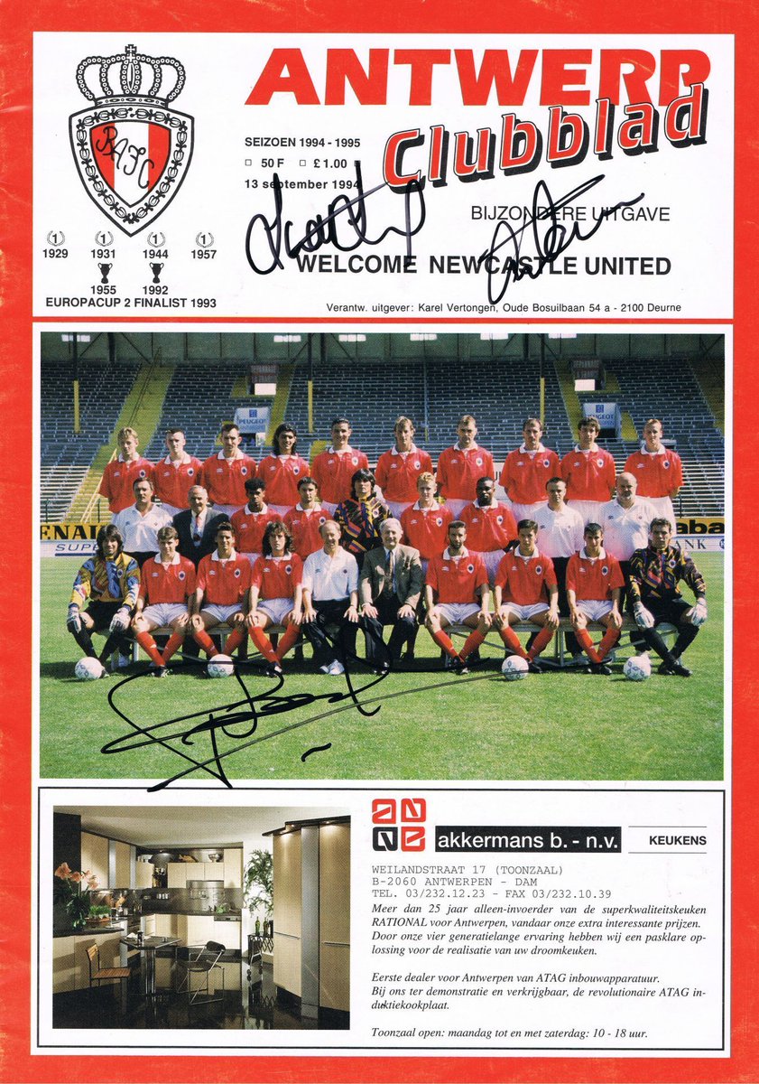 NufcMemorabilia's tweet photo. Multi signed Antwerp 0 Newcastle 5 Programme - Lee, Sellars, Watson.
Available to buy now @ https://t.co/aQdvXAqFtY
Or from our Ebay store @ https://t.co/8idUmdCGXe
#NUFC #NewcastleUnited #Antwerp0Newcastle5 #TheEntertainers #ToonArmy #RobLee https://t.co/7J7eoY44XZ