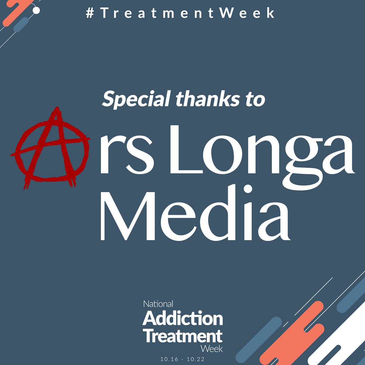A special thank you going out to @ArsLongaMedia for their amazing support of #TreatmentWeek 2023!

#NATW #AddictionMedicine #AddictionTreatment #NationalAddictionTreatmentWeek #ASAM #TreatAddictionSaveLives