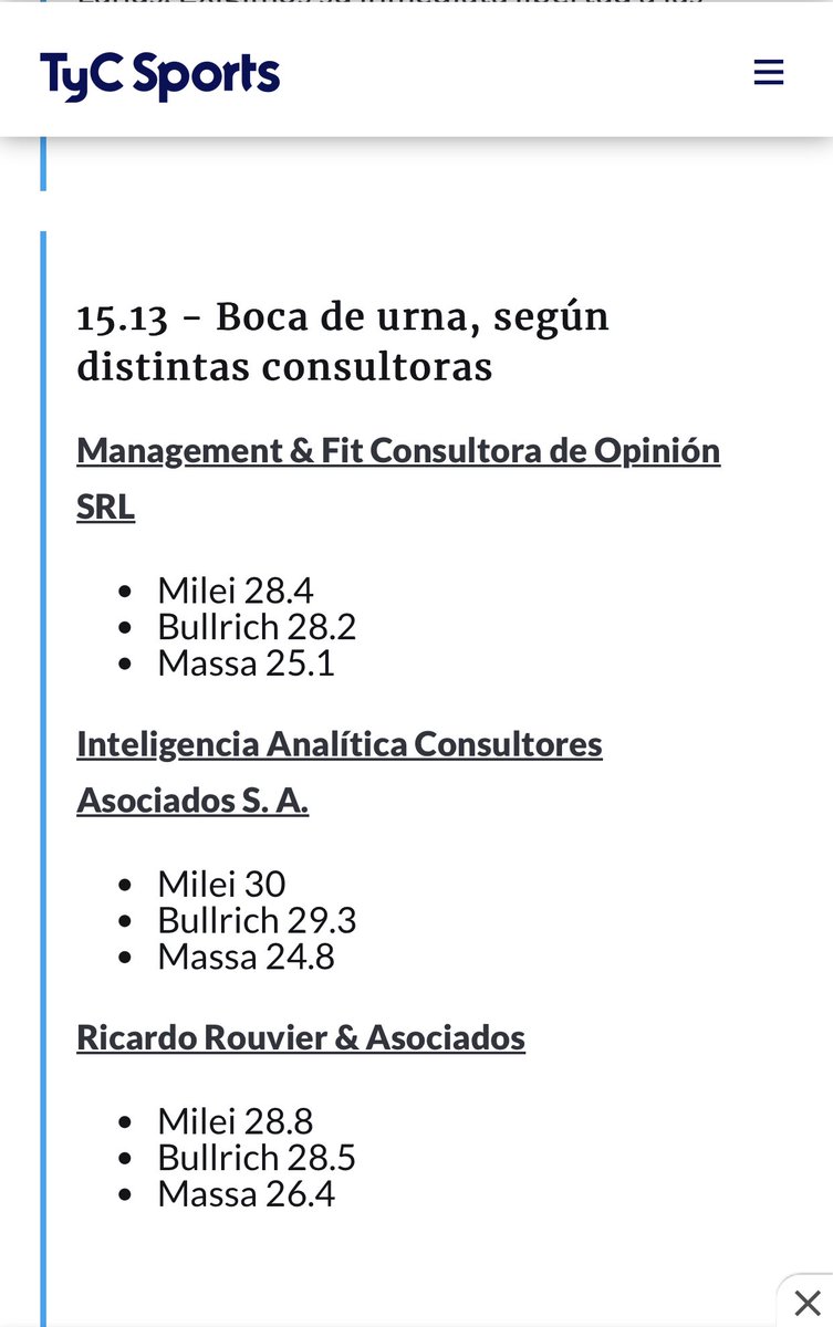 Resultados a boca de urna en Argentina.