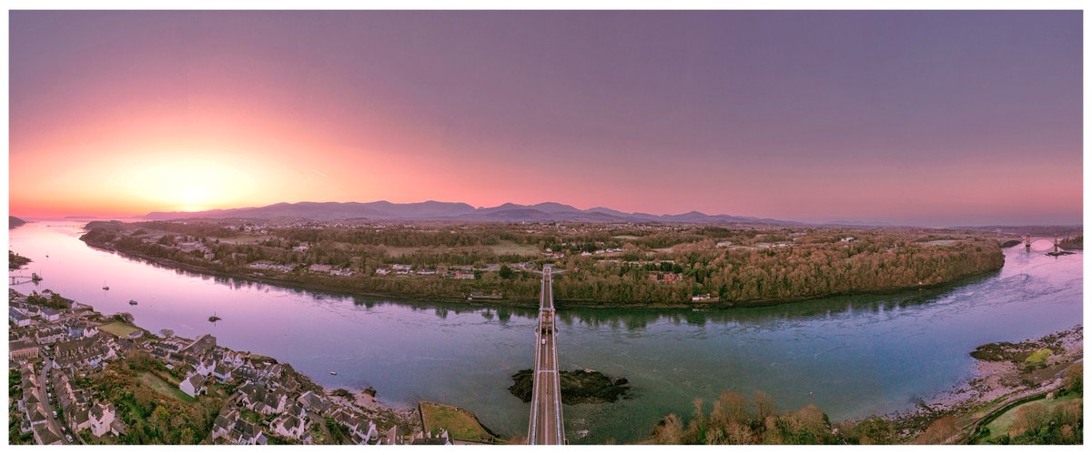 #sunrise #sundaysunsets. Dedicated to the memory of @WJJ66W Passed away on Friday 20th October. Will be sadly missed. RIP John. 
-------------------------------
#drone #photography #menaibridge #mountainviews #anglesey #gwynedd #northwales #gogleddcymru #cymru #wales #visitwales