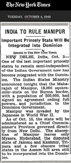 <a href="/Bimol_Akoijam/">A. Bimol Akoijam</a> Unfortunately Manipur has become much smaller in size after merging into India! I feel pity for those pseudo academics!