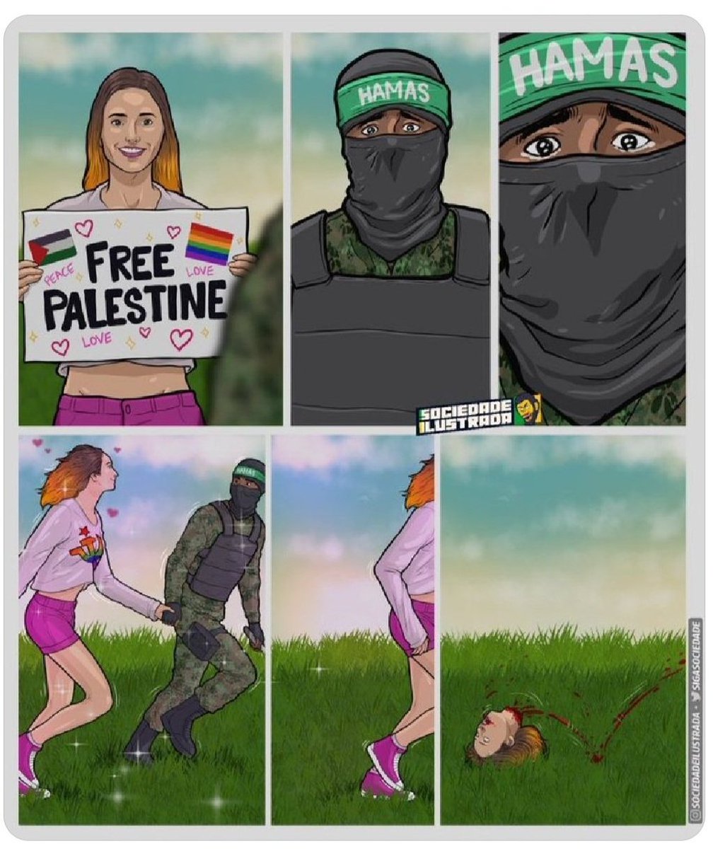 kayaszu's tweet photo. Kobiety i LGBTy popierające Hamas i broniące pomysłu o anihilacji narodu Izraela na rzecz przejęcia całego terenu przez Palestynę, to najlepszy dowód na to, że woke mody w social mediach robią ludziom wodę z mózgu. Od paru tygodni obserwuje postępujący obłęd u niektórych progresywistek/ów postulujących zniszczenie jedynej demokracji w rejonie, która szanuje prawa kobiet i mniejszości. Rozumiem, że wolą one rządy islamiskich terorrystów? Dlaczego? Bo tak powiedziała im ich ulubiona influencerka? Bo napatrzyły się na łapiące za serce obrazki propagandowe, a może, bo tak szepnęła im ich lewicowa koleżanka opętana chwilowym, "empatycznym" antysemityzmem? Obłęd i demoralizacja co się dzieje w serwisach (anty) społecznościowych. Woke drenuje ludziom mózgi.