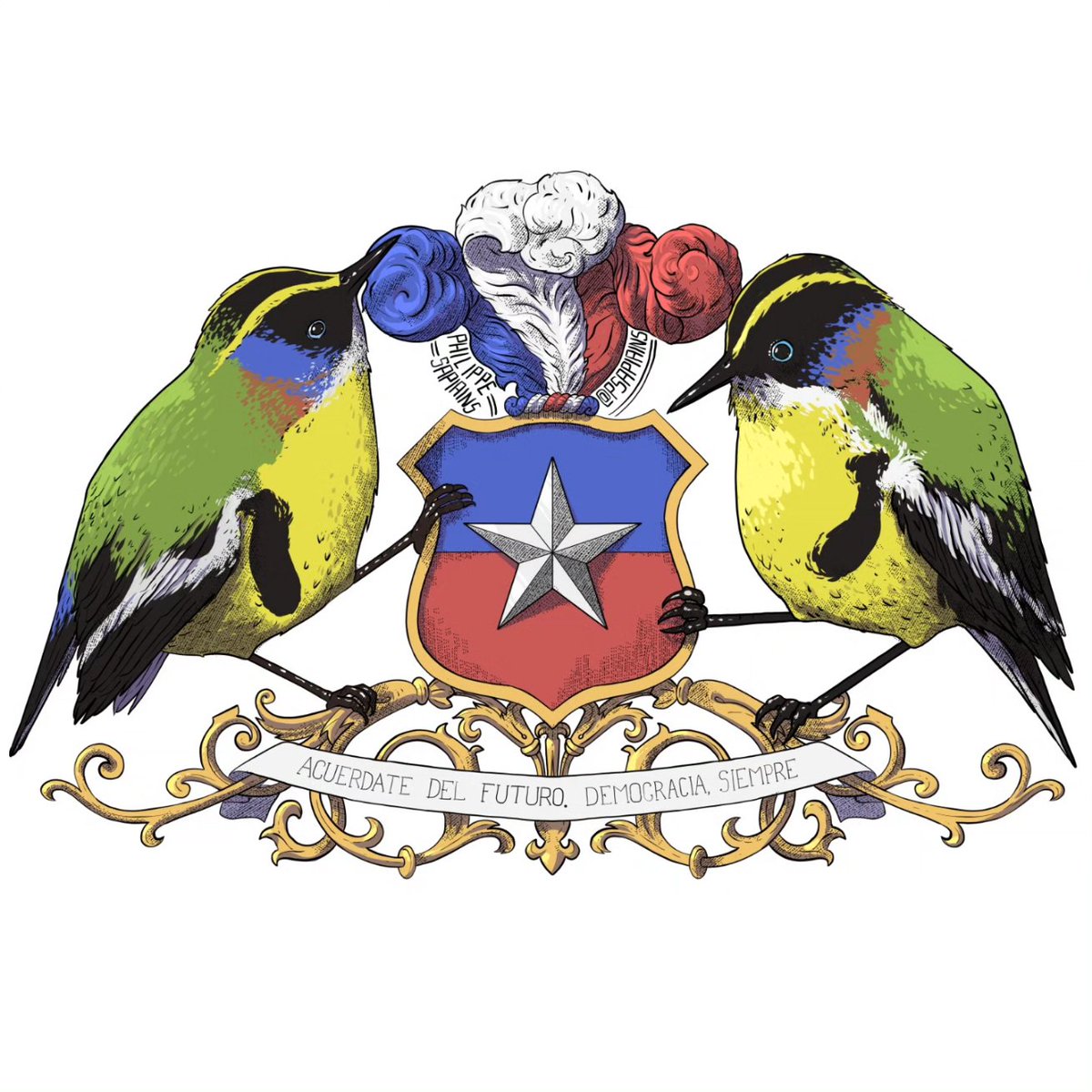 PSapiains's tweet photo. No me dejen solo en esto 🐦 compartan la Fiu supremacía, etiqueten a sus amigos y protejan los humedales (sobretodo lo último) 
.
.
.
#fiu #santiago2023 #escudodechile #chile #ilustracion #artedigital #fiusantiago2023 https://t.co/l7Kj4I3RN1