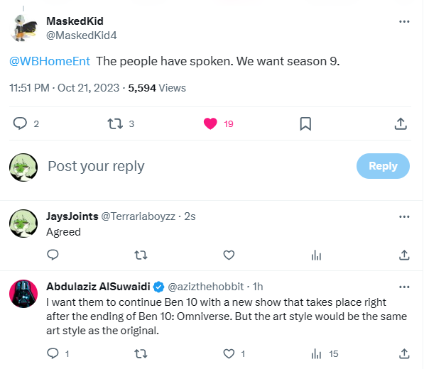 Terrariaboyzz's tweet photo. @BenTenNews See? You're wrong. The people DO NOT want the reboot. WE WANT SEASON 9 OF OMNIVERSE or A DIRECT SEQUEL TO OMNIVERSE! https://t.co/PtAQEXmLNn