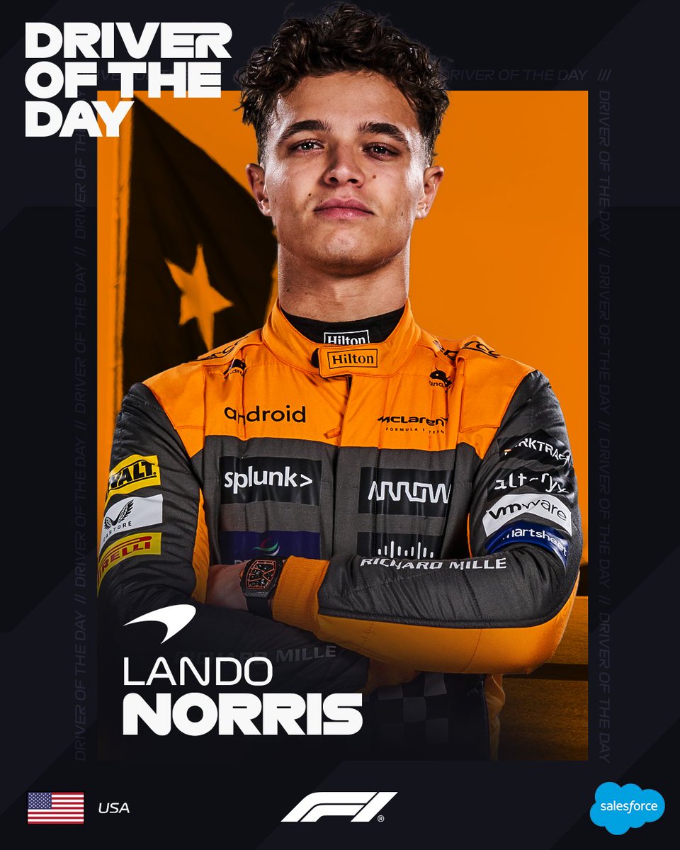 F1's tweet photo. Not the result he wanted but another stellar drive 💪

@LandoNorris is your #F1DriverOfTheDay 🤩

#USGP @salesforce https://t.co/8ryMYYOfjF
