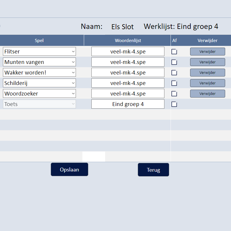 Er was in Woordkasteel al de mogelijkheid om kinderen een diagnostische toets te laten maken en zo automatisch spellingoefeningen (een werklijst) te genereren. Nu kun je deze werklijst ook bewerken en evt. naar het archief verplaatsen.
Ga naar:
woordkasteel.com