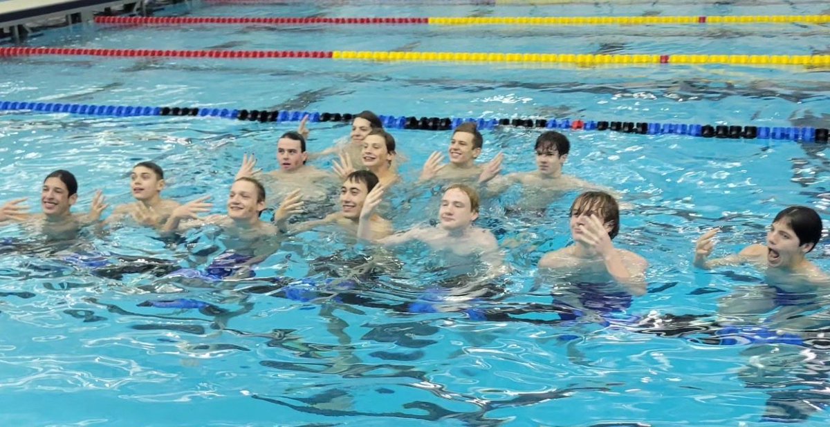 carmody_bridget's tweet photo. @MC_BIGBLUE The boys won their 4th consecutive state championship! We are so proud of them! Hard to believe it’s already over. Individually they won 2 GOLD, 3 SILVER and 2 BRONZE medals; they won 2 of 3 relays, coming in 2nd to Oxford in the 200 Free #DemBricks #Aquafam https://t.co/mKaZxPhI3P