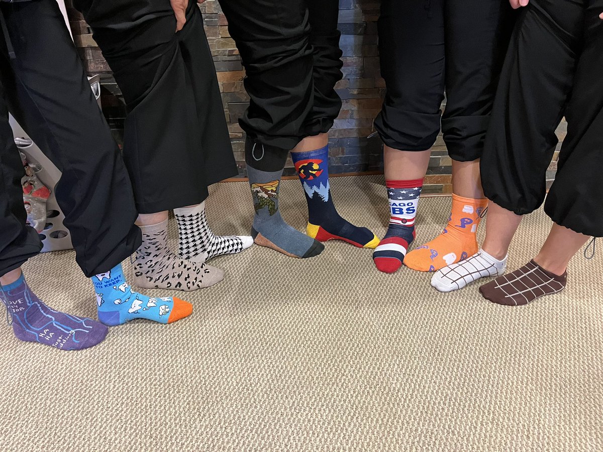 JaredDastrupDDS's tweet photo. Our sock theme this week was “mismatched.” We’ve entered the last half of the month to accept new socks for the homeless 🧦🧦 Help spread the word and let’s keep those donations coming! #Socktober https://t.co/3q4TJJwIKO