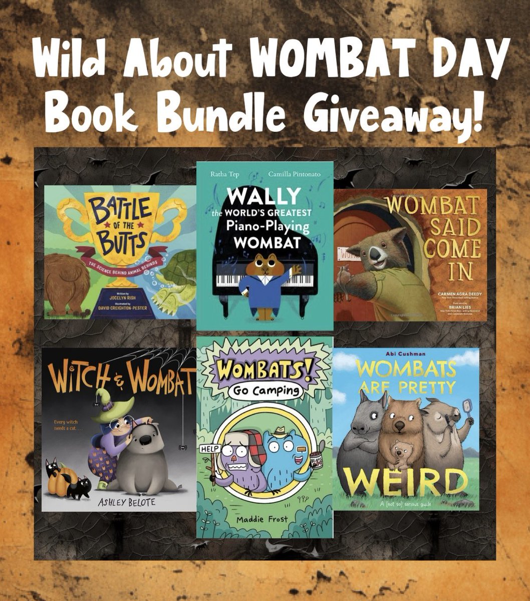 AshleyBelote1's tweet image. Happy #WorldWombatDay ! I’m celebrating with some amazing kidlit creators and a wombat book bundle giveaway! The prize includes six wombat-themed books! 
Enter here! 📚
jocelynrish.com/wombat
Giveaway ends Oct. 24 at 11:30pm EDT U.S. only
#wombatday #internationalwombatday