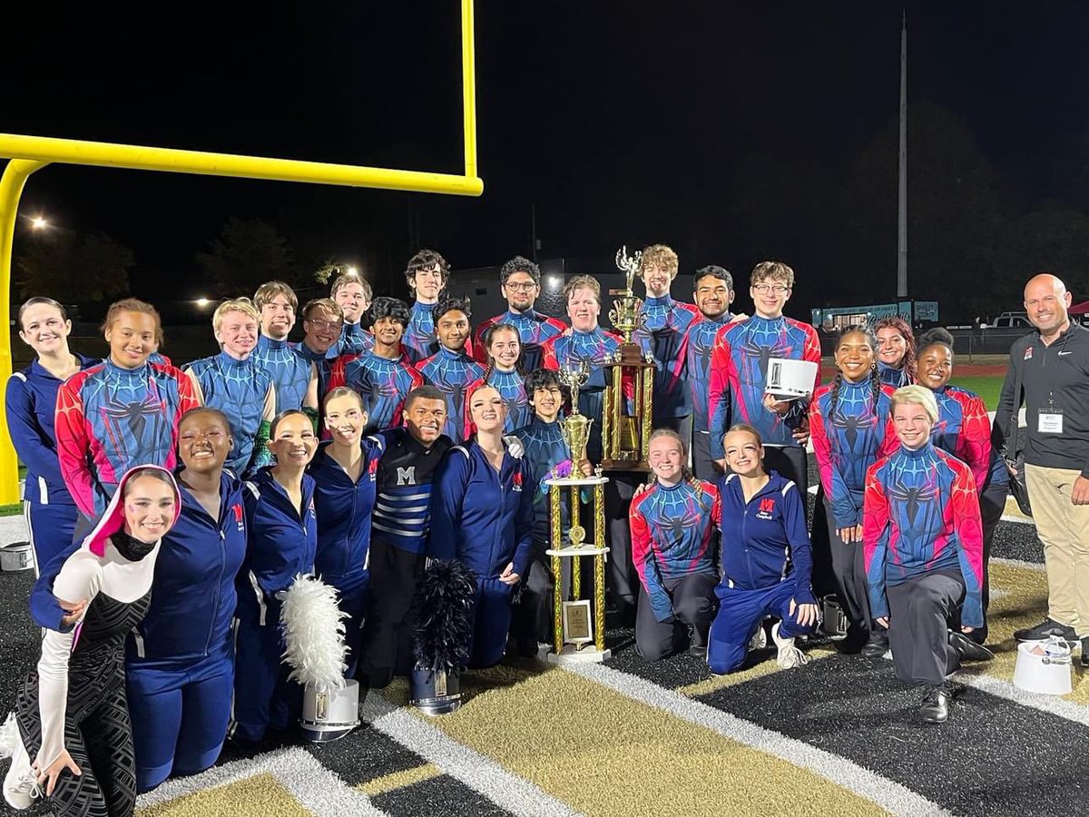 milton_band's tweet photo. 2023 competitive marching season is a wrap-Grand Champions🏆x3 for the season &amp; we could not be more proud of Ss,staff,vols, Mr Kenney &amp; Mr Shumick! We'd love u 2 see our show, "With Great Power," final 2 performances on 11/3 and 11/4 at the White Columns Invitational! 🕸️🕷️🎶 https://t.co/z2CCqmYzmv