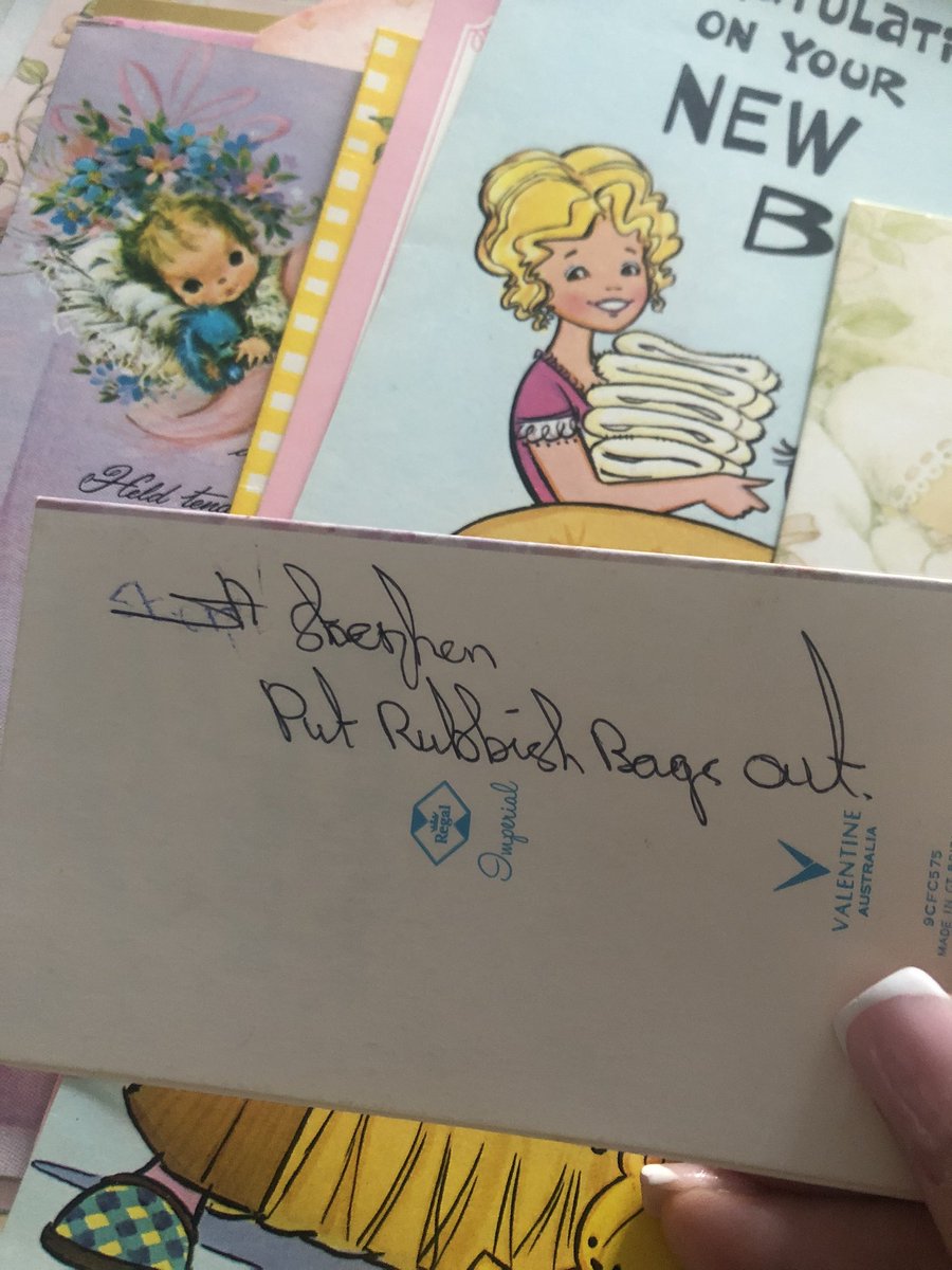 CG82's tweet image. Getting all my baby cards and finding a message from your dad for @bfchild66 on the back of one lol

He didn’t let you away with much 🙈🤣