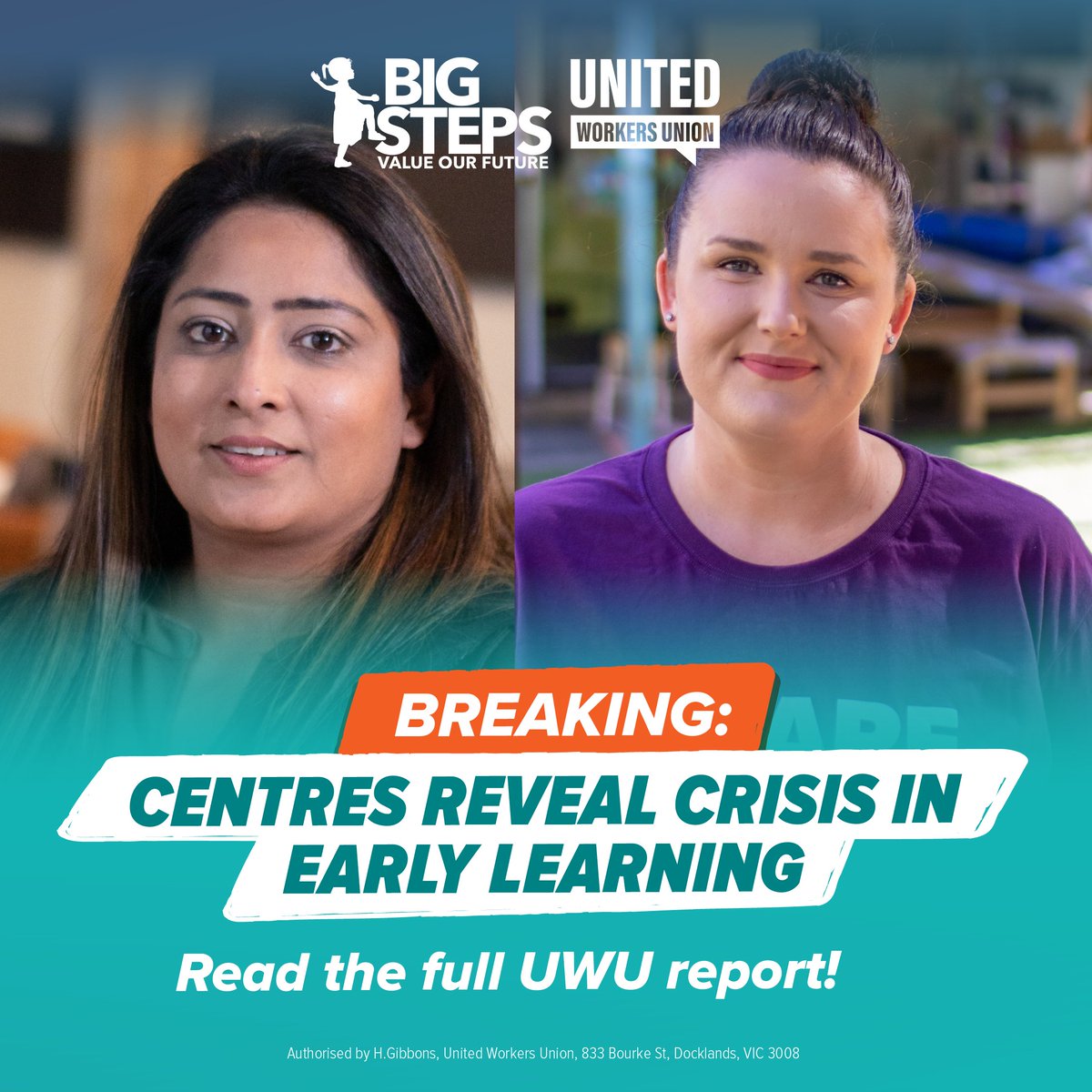 UWU members have revealed that the crisis in early learning has only deepened in this damning report.

The Federal Government must fix wages in the sector. 

To read the full report and an analysis of findings for your state, go to: bigsteps.org.au/centre-crisis-….