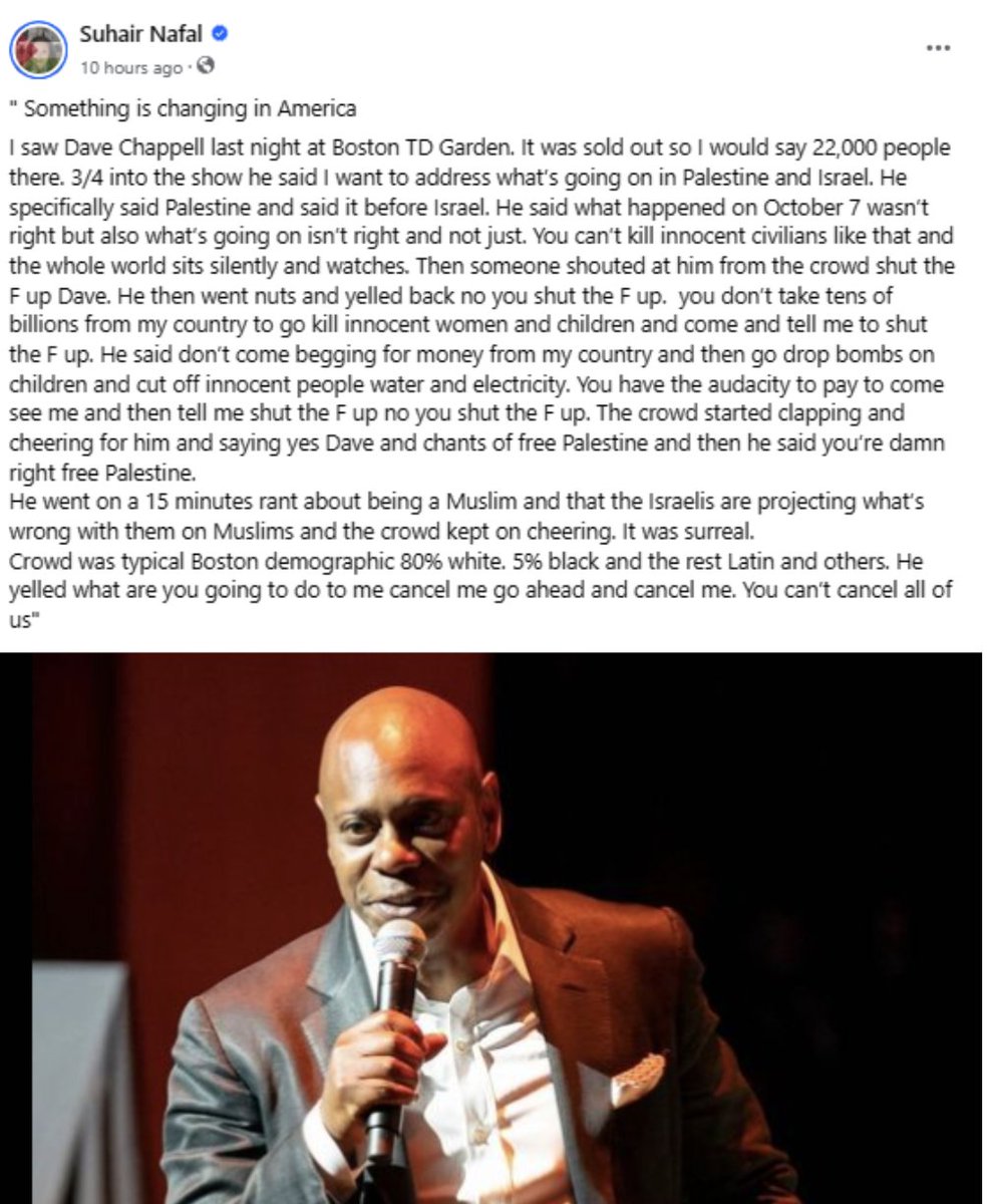 anniefofani's tweet photo. Closest i've found on a description of Dave Chappelle Boston show: https://t.co/Z702IWJJXi